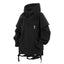 Techwear Layered Poncho Black Hooded Jacket