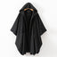 Minimalist Solid Black Hooded Poncho Cape