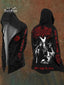 Black Metal Goat & Red Typography Black Hooded Cardigan