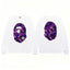 BAPE Style Big Camo Ape Head Long-Sleeve Tee - White/Purple