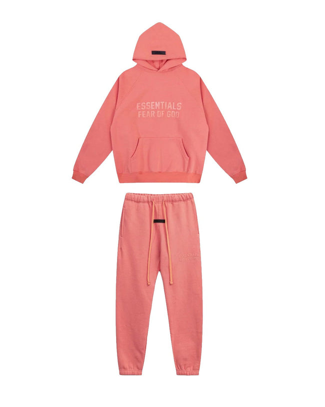 Fear of God Essentials Double Line Hoodie & Sweatpants Set Coral Hover Image