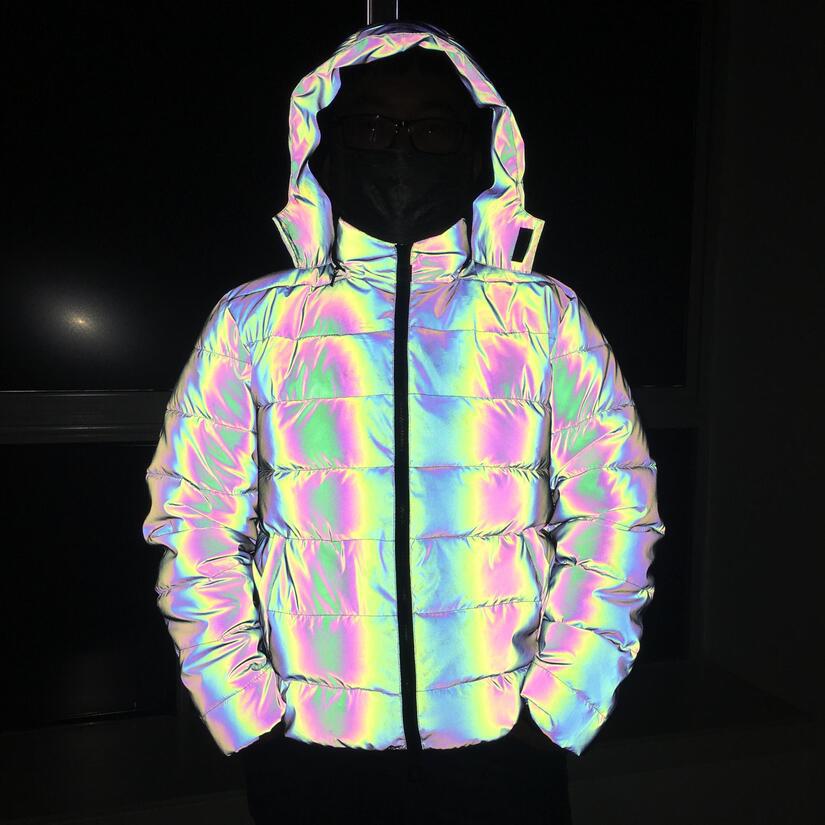 Holographic Rainbow Reflective Puffer Jacket