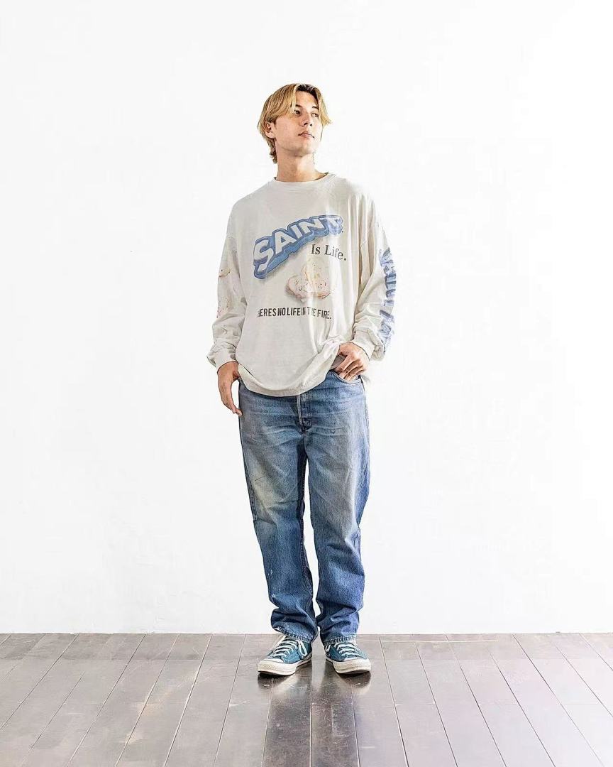 Saint Michael Saint Is Life Graphic Long-Sleeve Shirt