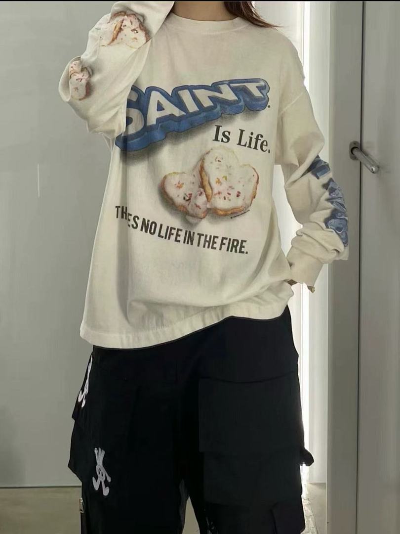 Saint Michael Saint Is Life Graphic Long-Sleeve Shirt