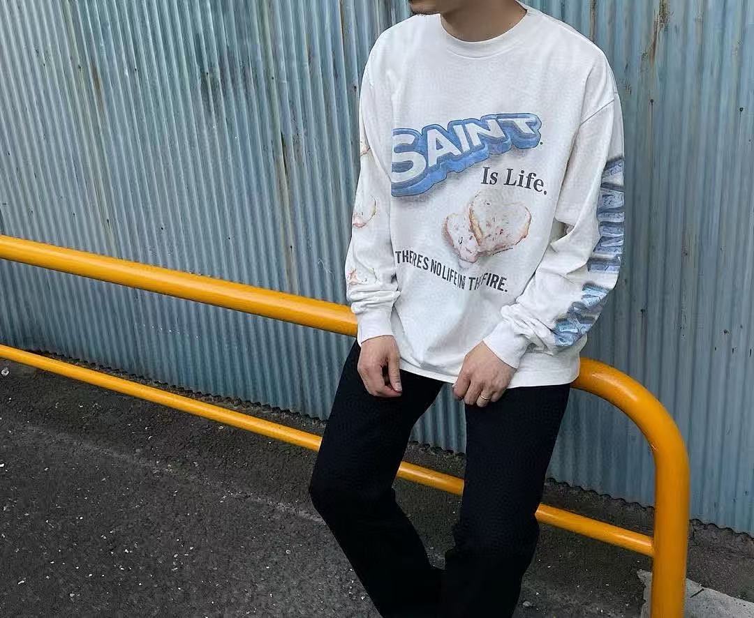 Saint Michael Saint Is Life Graphic Long-Sleeve Shirt