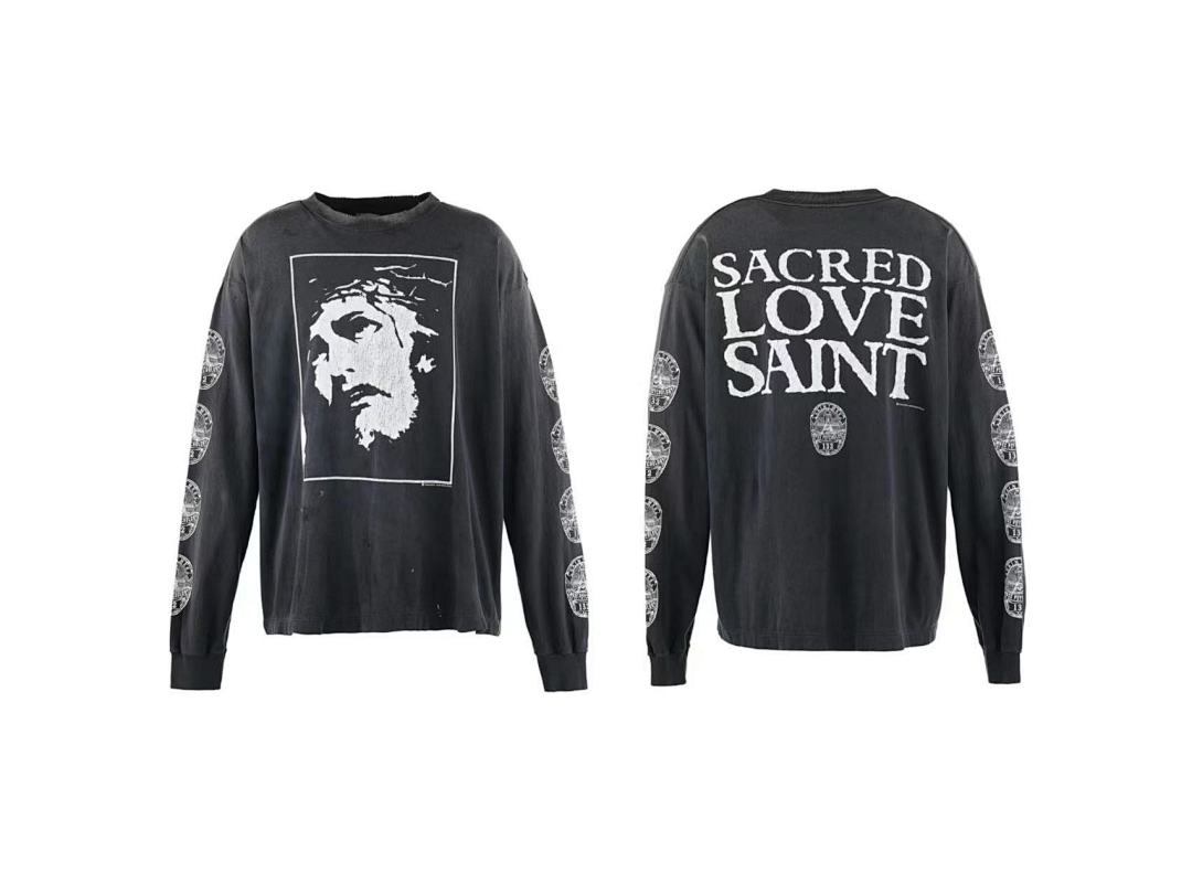 Saint Michael Sacred Love Saint Jesus Graphic Long-Sleeve Shirt