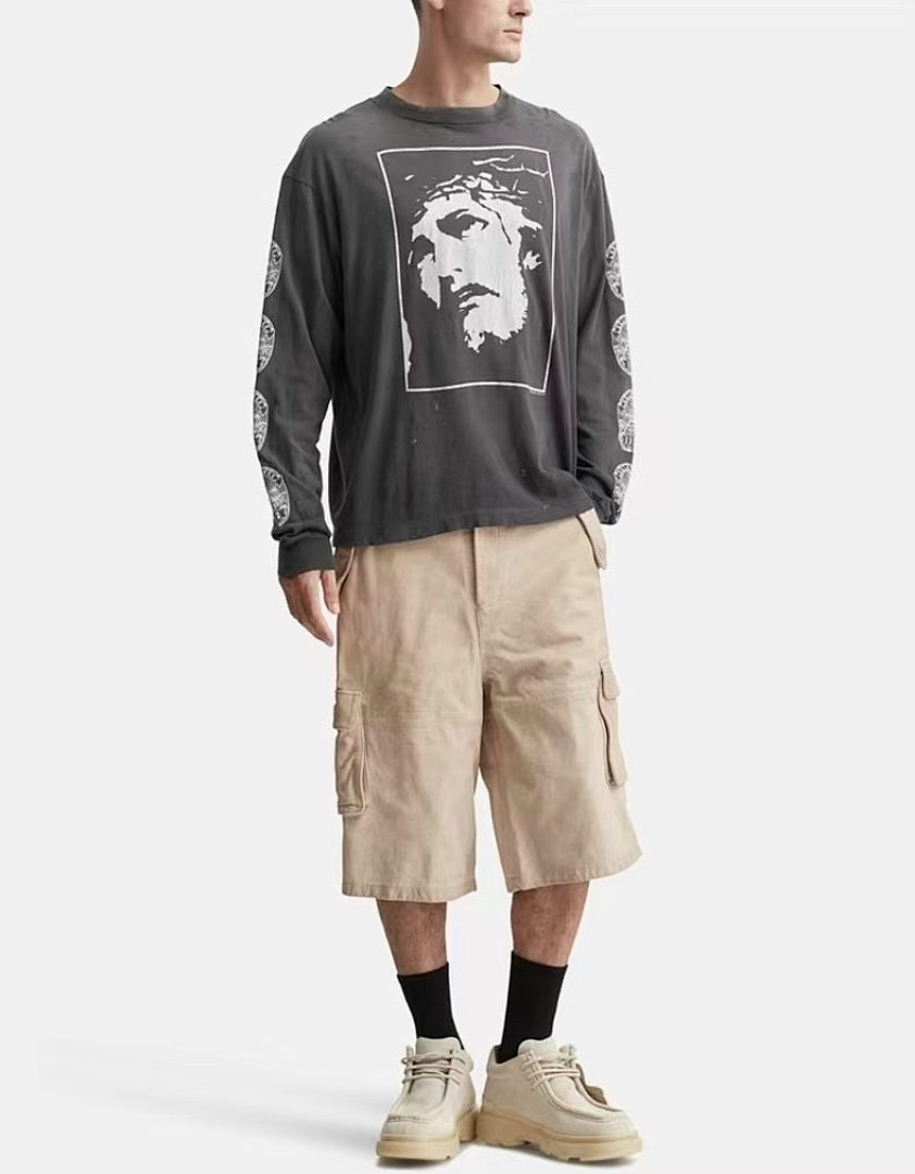 Saint Michael Sacred Love Saint Jesus Graphic Long-Sleeve Shirt