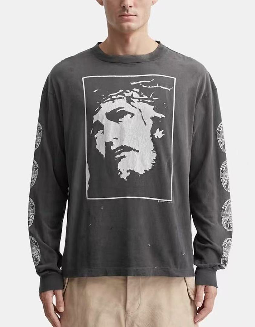 Saint Michael Sacred Love Saint Jesus Graphic Long-Sleeve Shirt