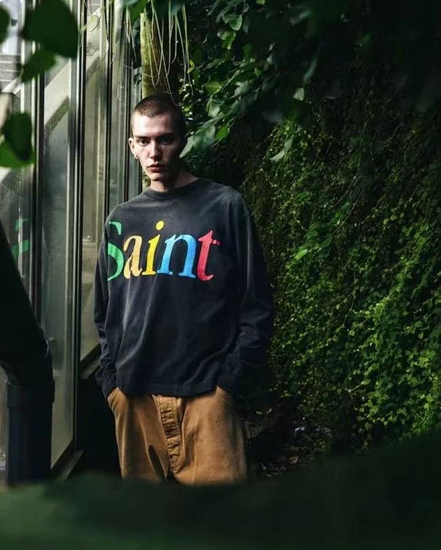 Saint Michael Rainbow Saint Graphic Long-Sleeve Shirt