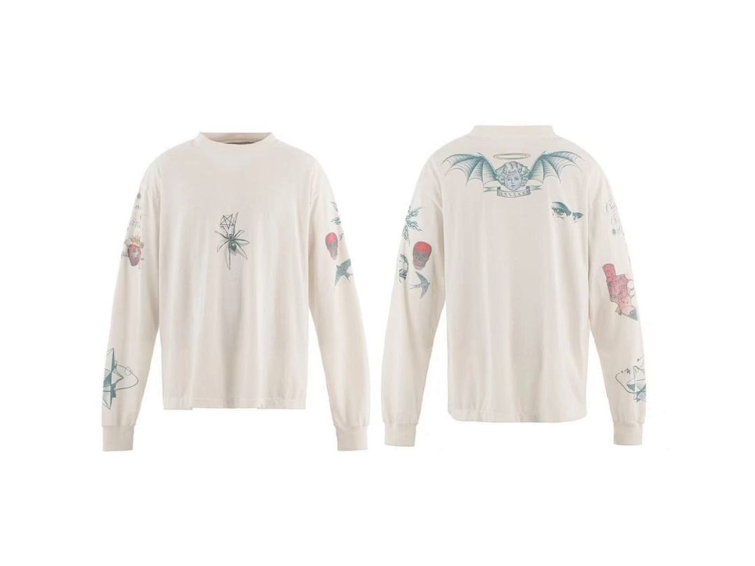 Saint Michael Haloed Winged Cherub Graphic Long-Sleeve Shirt