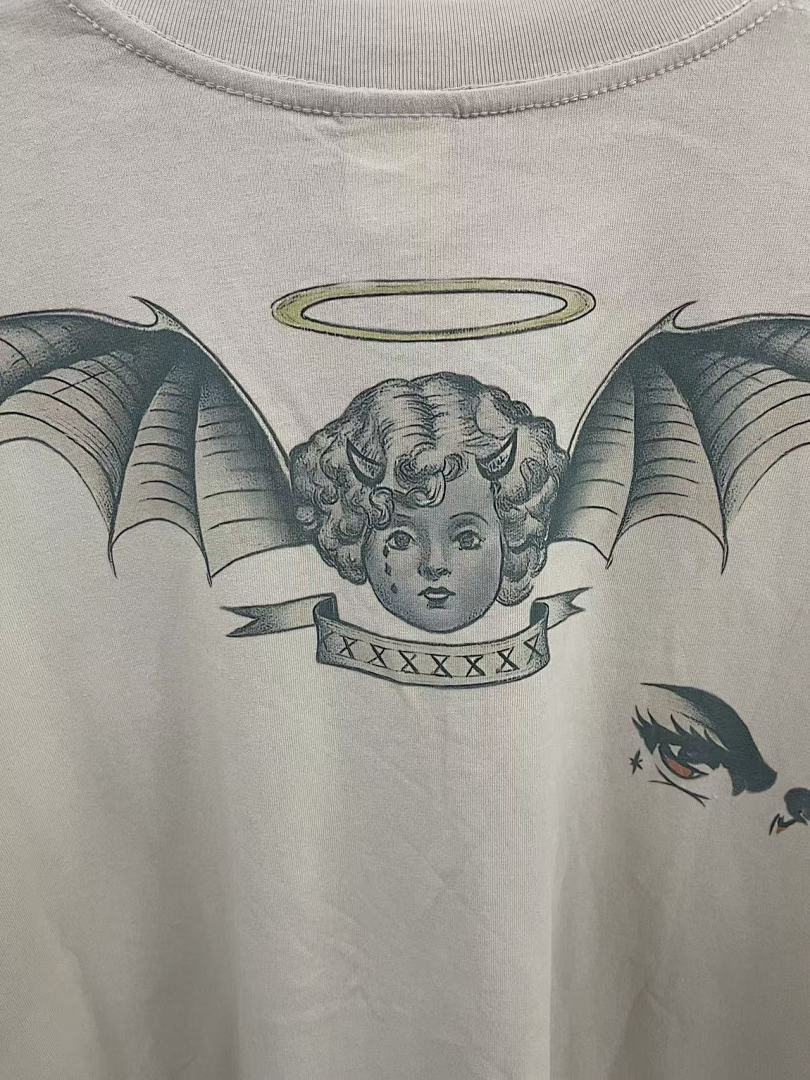 Saint Michael Haloed Winged Cherub Graphic Long-Sleeve Shirt