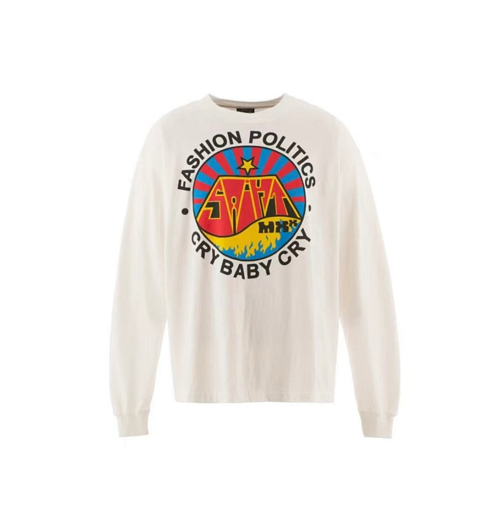 Saint Michael Fashion Politics Cry Baby Cry Graphic Long-Sleeve Shirt