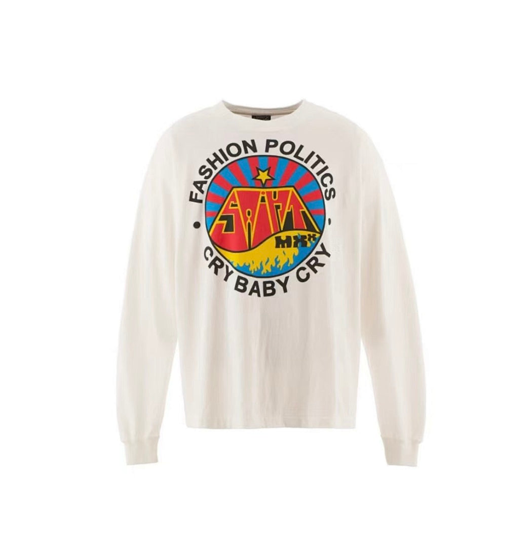 Saint Michael Fashion Politics Cry Baby Cry Graphic Long-Sleeve Shirt