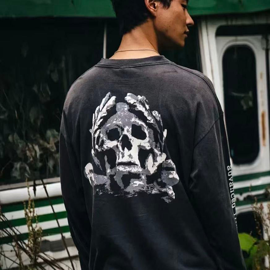 Saint Michael Higher Vibrations Skull Graphic Long-Sleeve Shirt