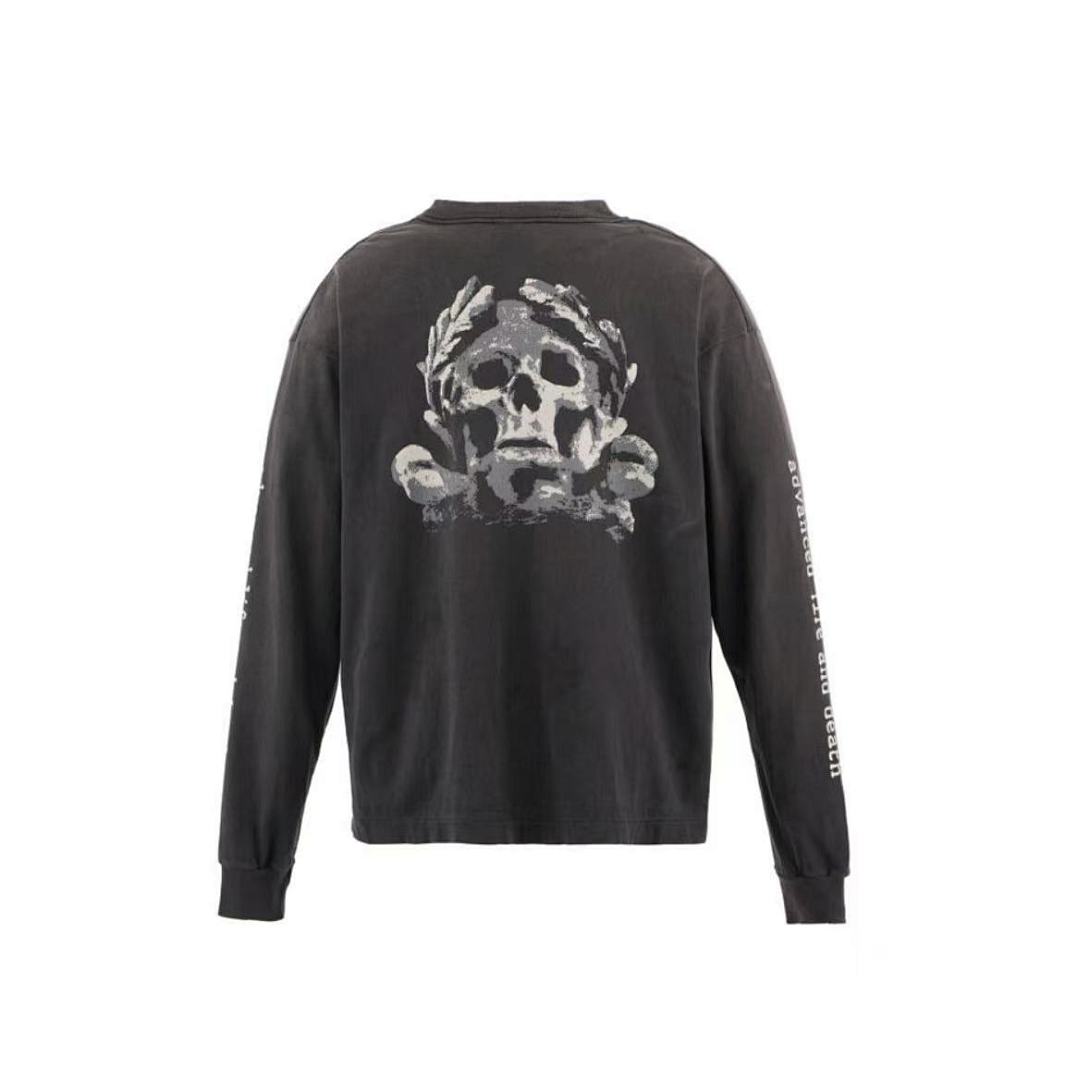 Saint Michael Higher Vibrations Skull Graphic Long-Sleeve Shirt