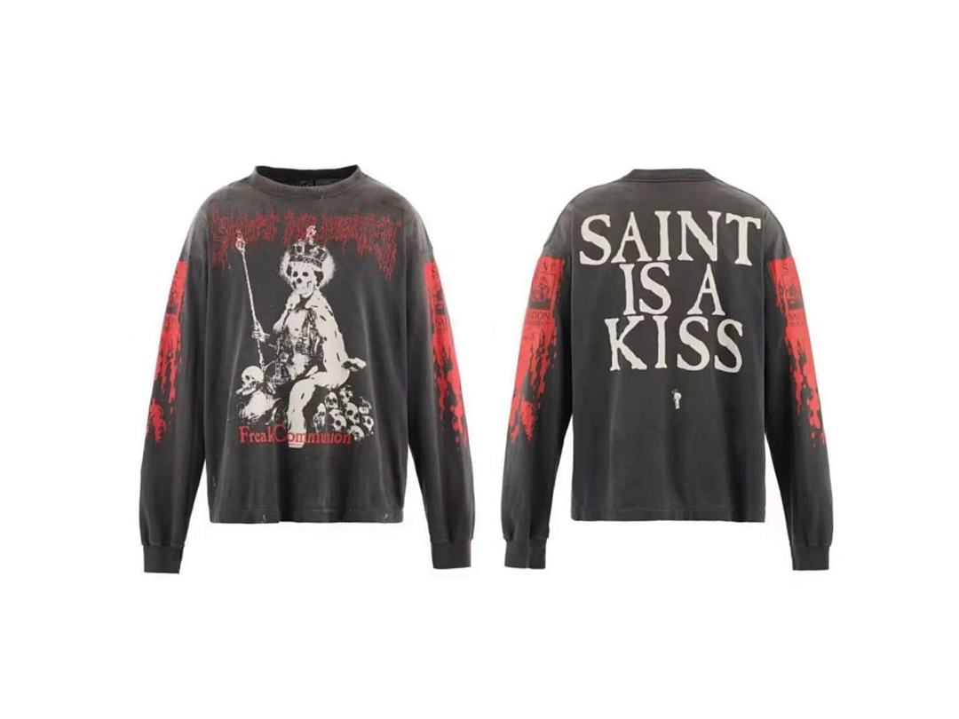 Saint Michael Saint Is a Kiss Freak Communion Graphic Long-Sleeve Shirt