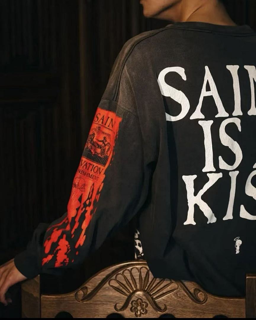 Saint Michael Saint Is a Kiss Freak Communion Graphic Long-Sleeve Shirt