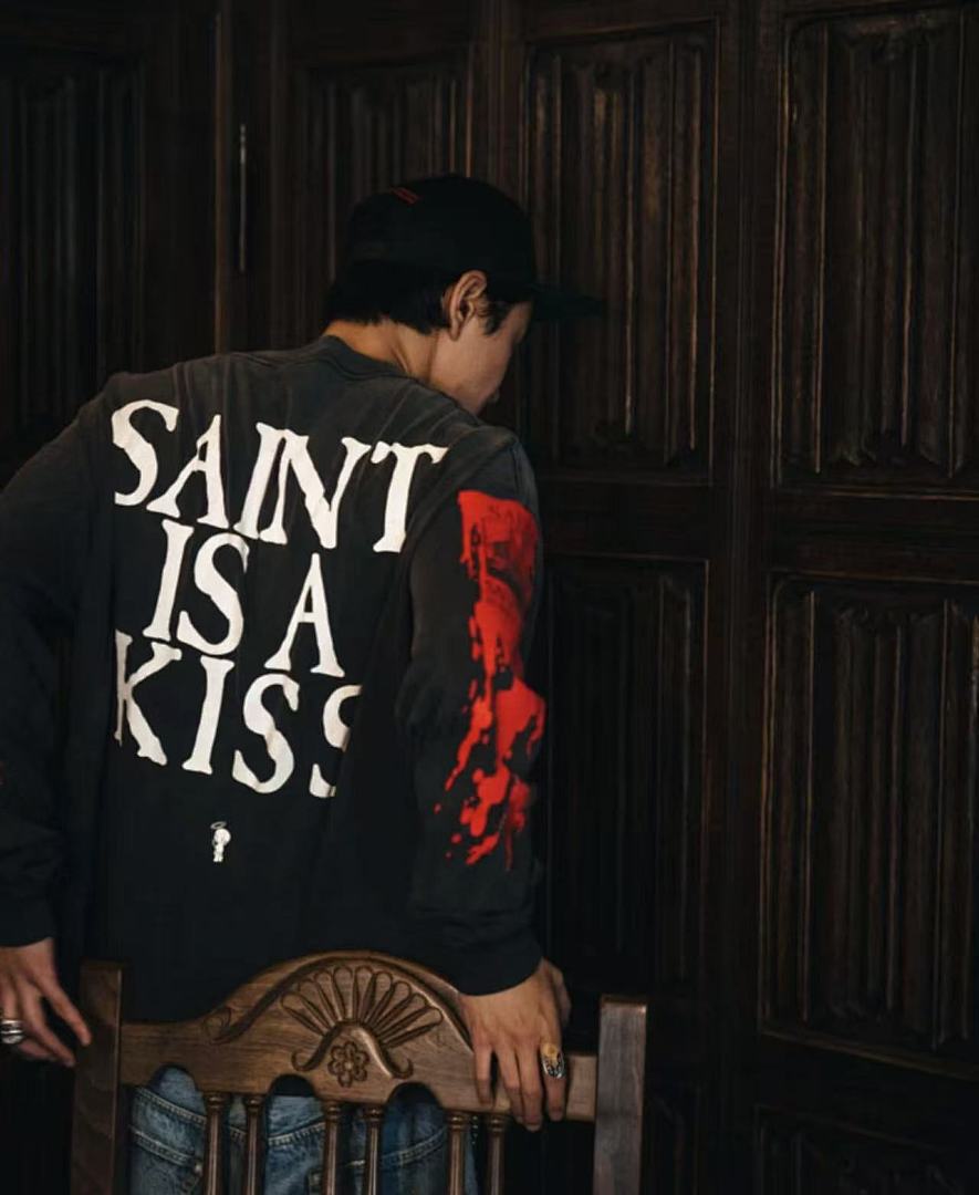 Saint Michael Saint Is a Kiss Freak Communion Graphic Long-Sleeve Shirt