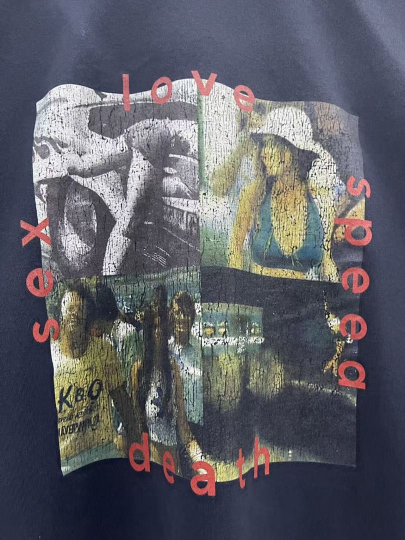 Paly Hollywood Love Sex Death Collage Graphic T-Shirt
