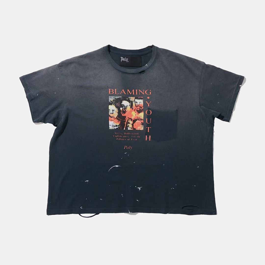 Paly Hollywood Blaming Youth Graphic Cropped T-Shirt