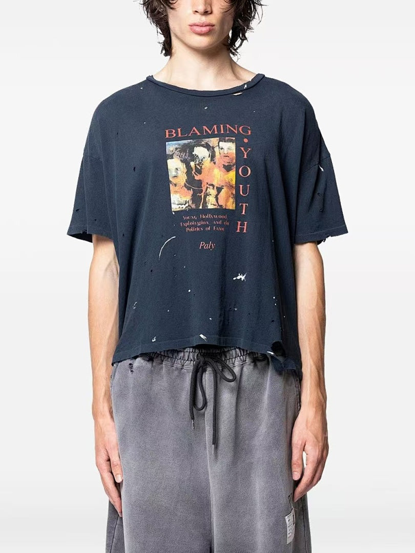 Paly Hollywood Blaming Youth Graphic Cropped T-Shirt