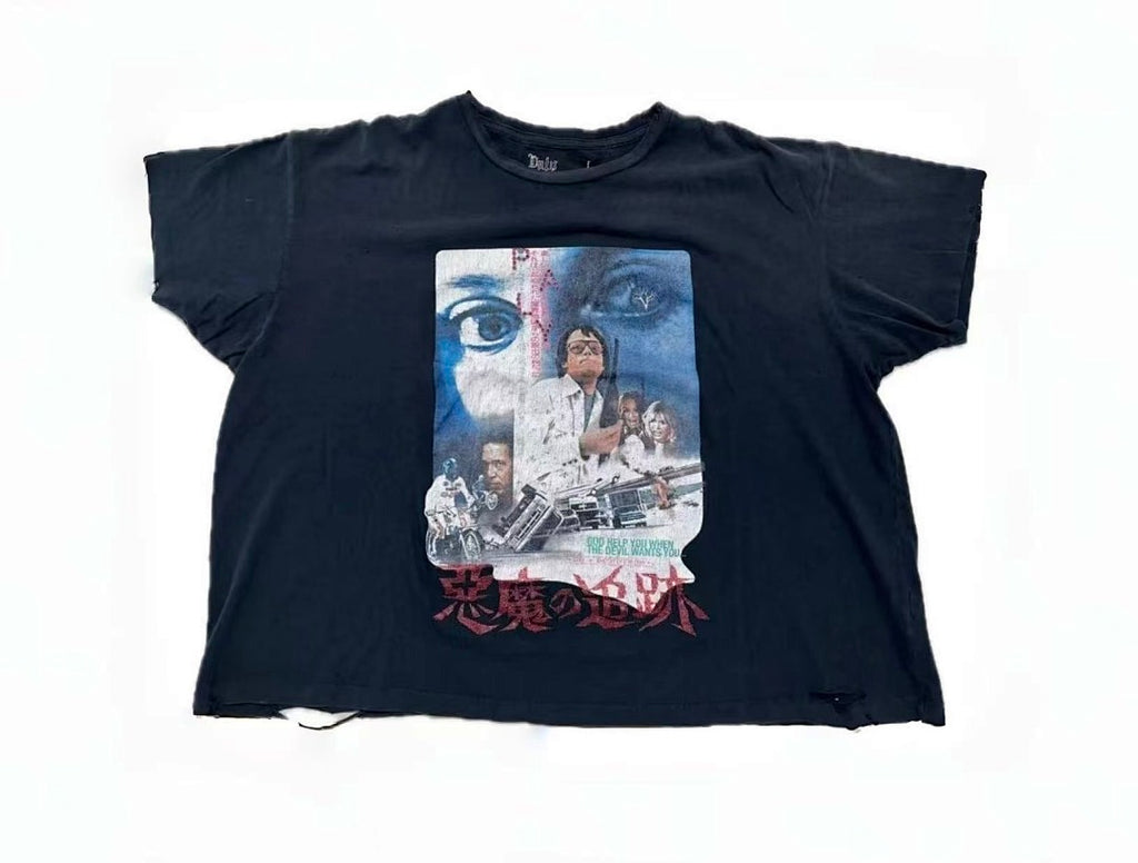 Paly Hollywood Rhinestone Portrait Collage Cropped T-Shirt