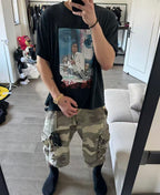 Paly Hollywood Rhinestone Portrait Collage Cropped T-Shirt