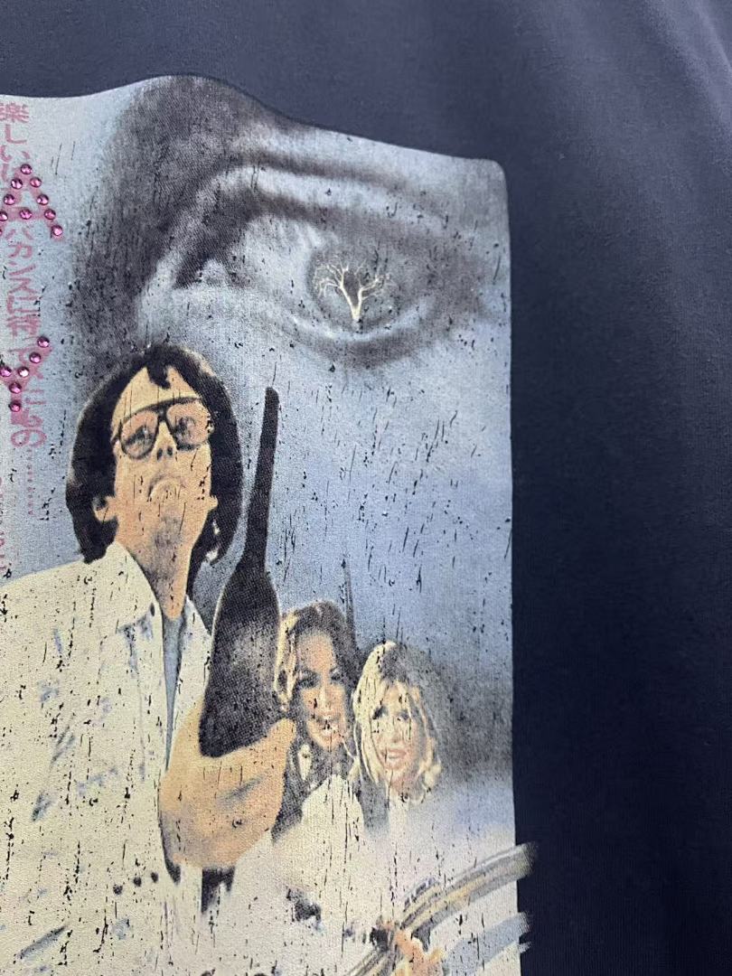 Paly Hollywood Rhinestone Portrait Collage Cropped T-Shirt
