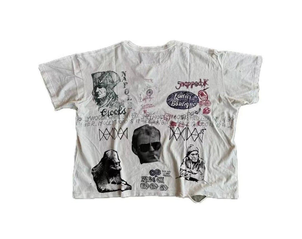 Paly Hollywood Double-Sided Graphic Collage Cropped T-Shirt