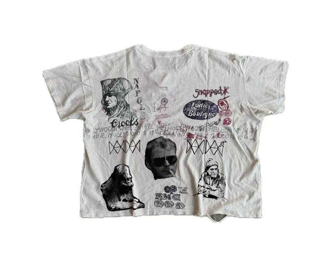Paly Hollywood Double-Sided Graphic Collage Cropped T-Shirt