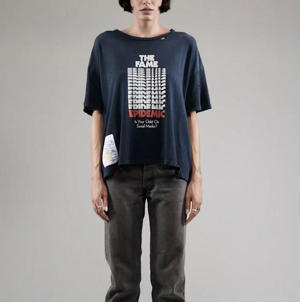 Paly Hollywood The Fame Epidemic Graphic Cropped T-Shirt