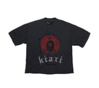 Paly Hollywood Kitti Globe Rhinestone Graphic Cropped T-Shirt
