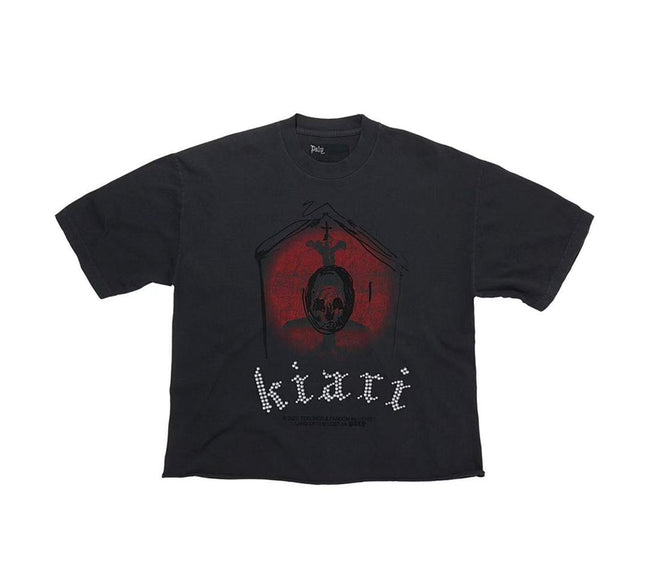 Paly Hollywood Kitti Globe Rhinestone Graphic Cropped T-Shirt Hover Image