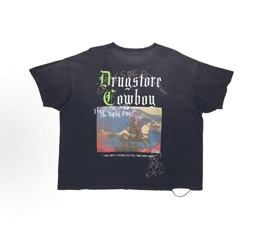 Paly Hollywood Drugstore Cowboy Graphic Cropped T-Shirt