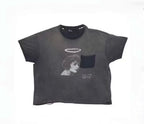 Paly Hollywood Halo Portrait Charcoal Cropped T-Shirt