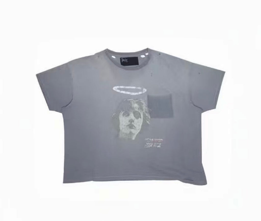 Paly Hollywood Halo Portrait Graphic Cropped T-Shirt