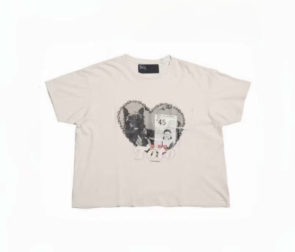 Paly Hollywood TOTO 45 Dog Heart Graphic Cropped T-Shirt