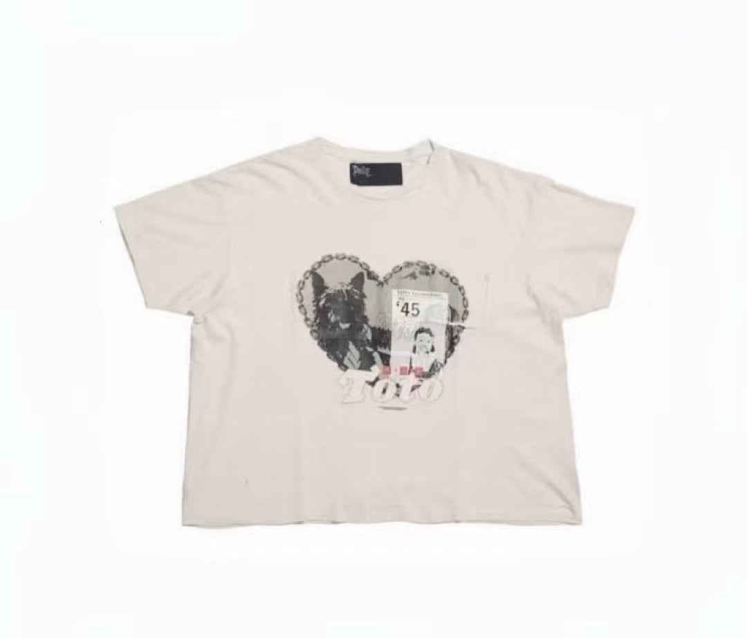 Paly Hollywood TOTO 45 Dog Heart Graphic Cropped T-Shirt