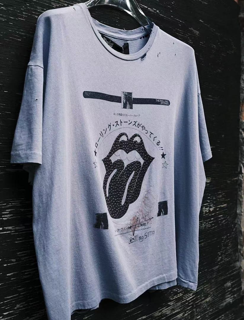 Paly Hollywood Rolling Stones Studded Tongue Graphic T-Shirt