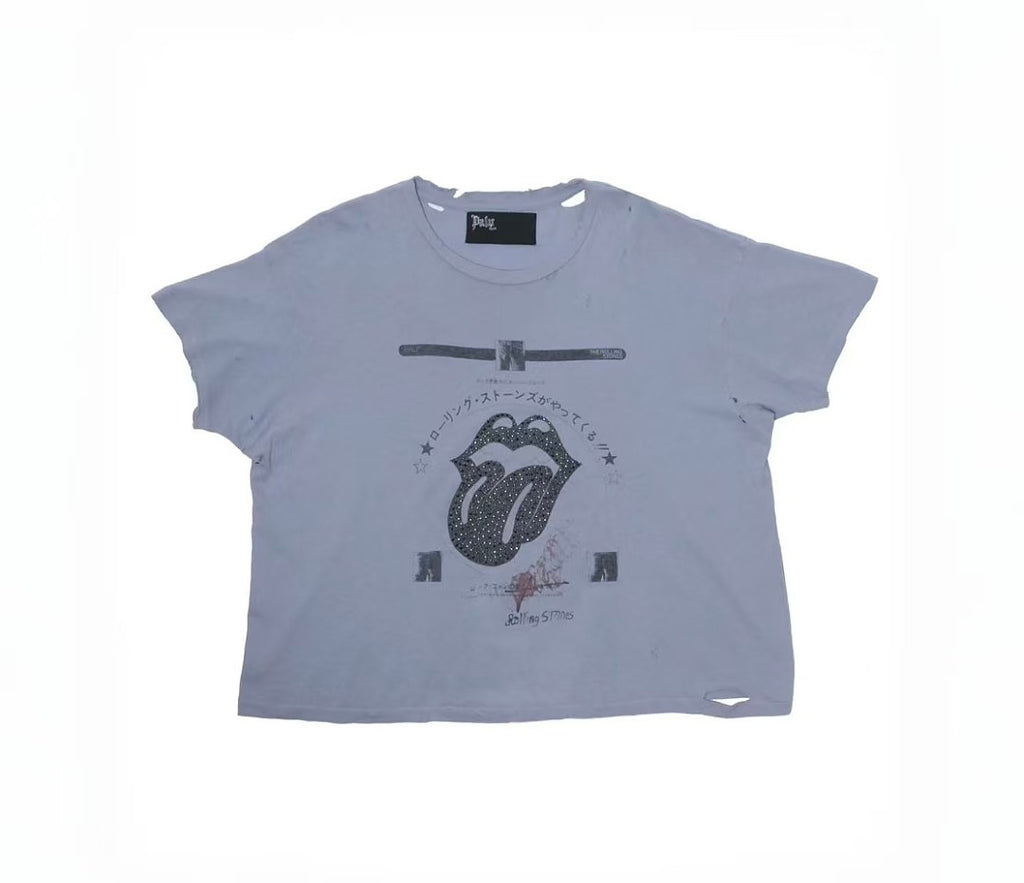 Paly Hollywood Rolling Stones Studded Tongue Graphic T-Shirt