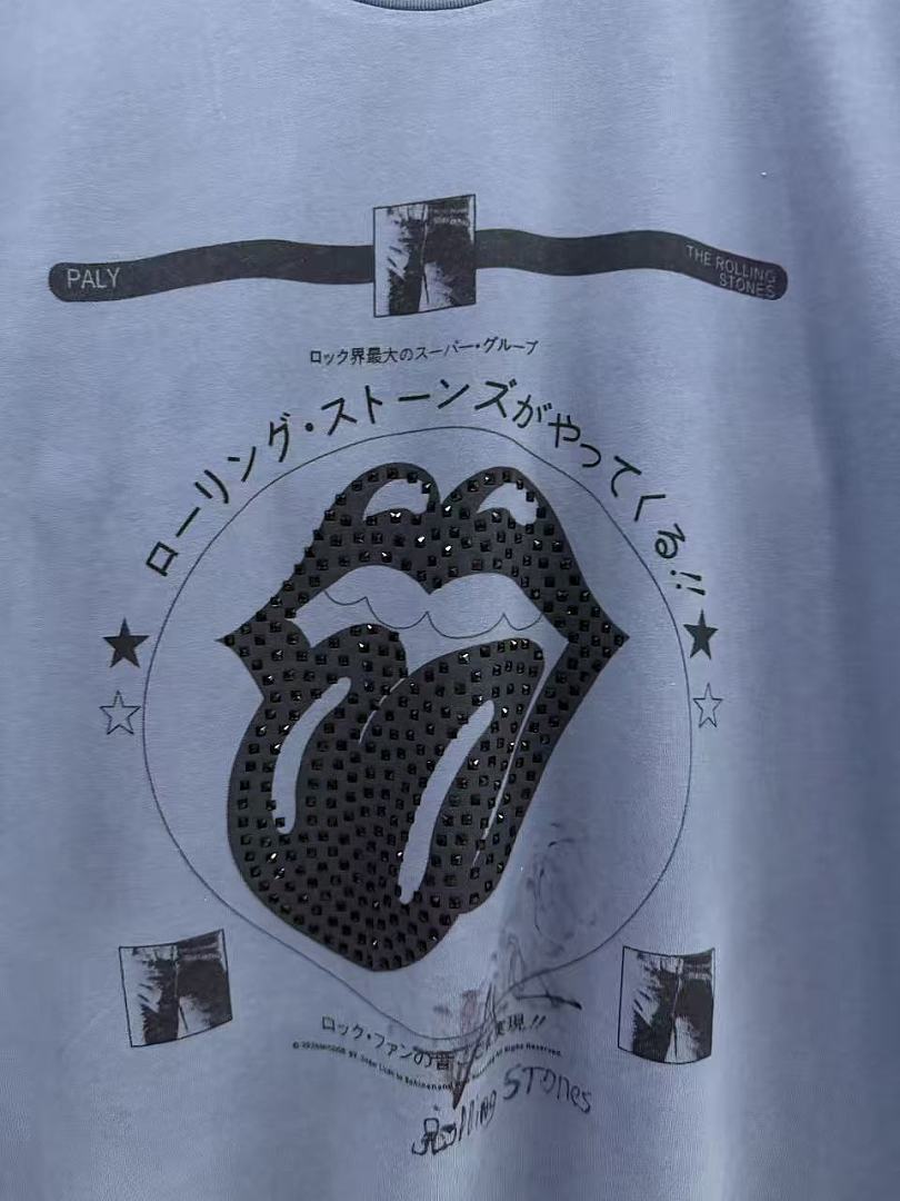 Paly Hollywood Rolling Stones Studded Tongue Graphic T-Shirt