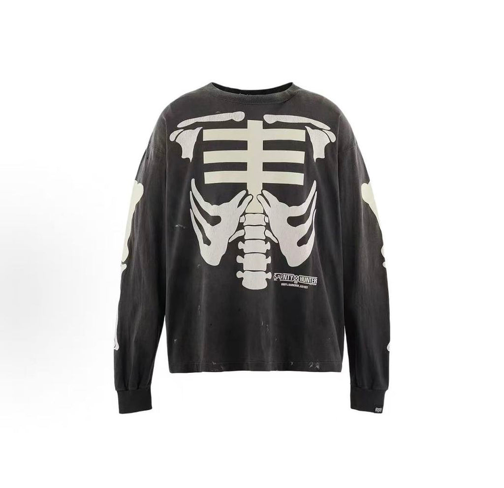 Saint Michael Saint Hunter Skeleton Graphic Long-Sleeve Shirt