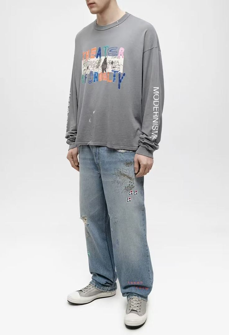 Paly Hollywood Theater of Cruelty Graphic Cropped Long-Sleeve Tee