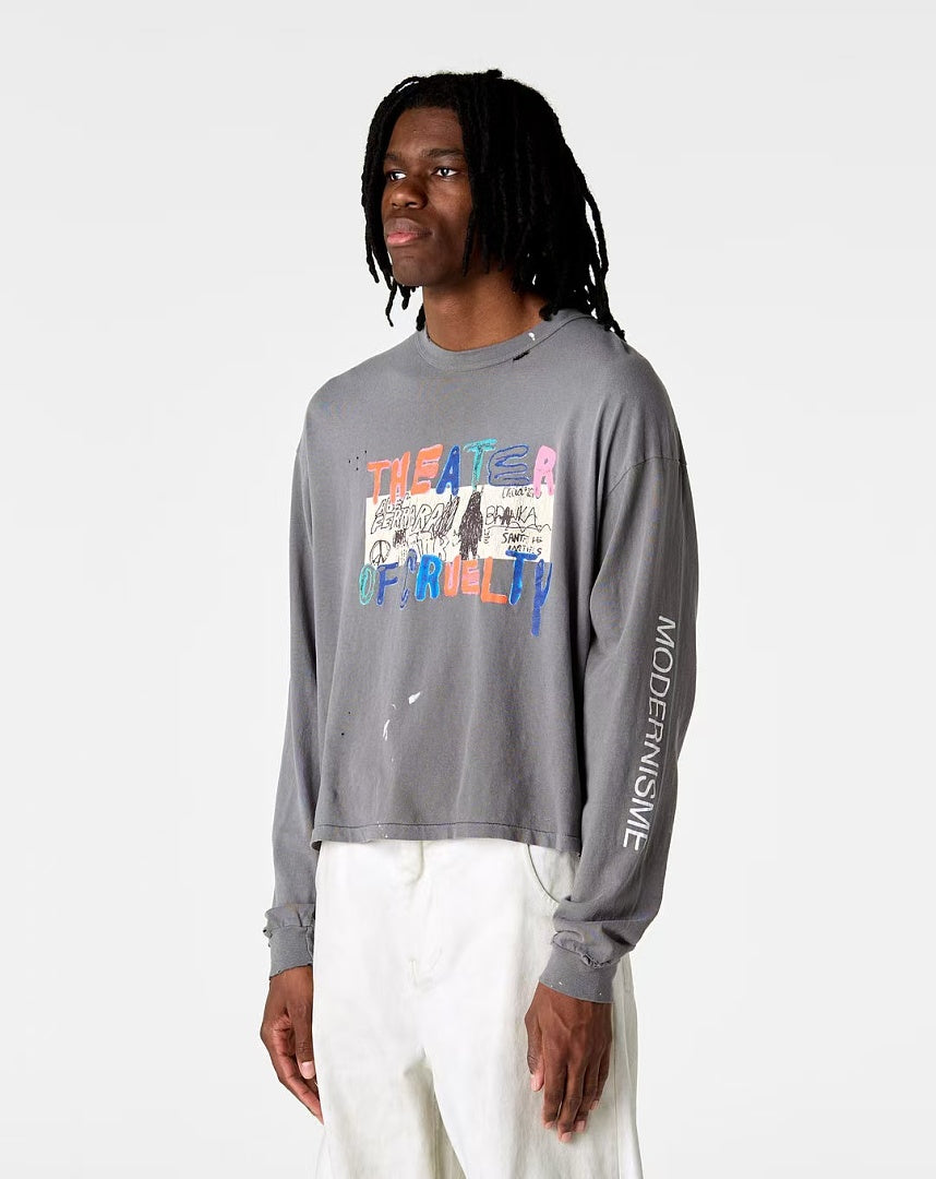 Paly Hollywood Theater of Cruelty Graphic Cropped Long-Sleeve Tee