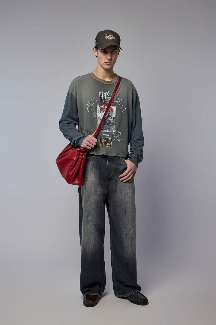 Paly Hollywood Big Star Graphic Cropped Long-Sleeve Tee