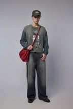 Paly Hollywood Big Star Graphic Cropped Long-Sleeve Tee