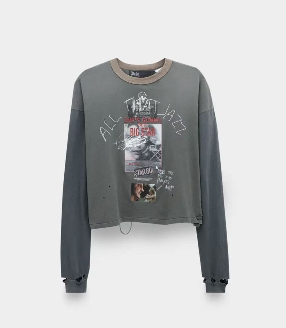 Paly Hollywood Big Star Graphic Cropped Long-Sleeve Tee