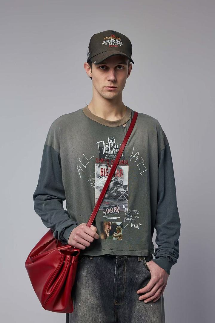 Paly Hollywood Big Star Graphic Cropped Long-Sleeve Tee