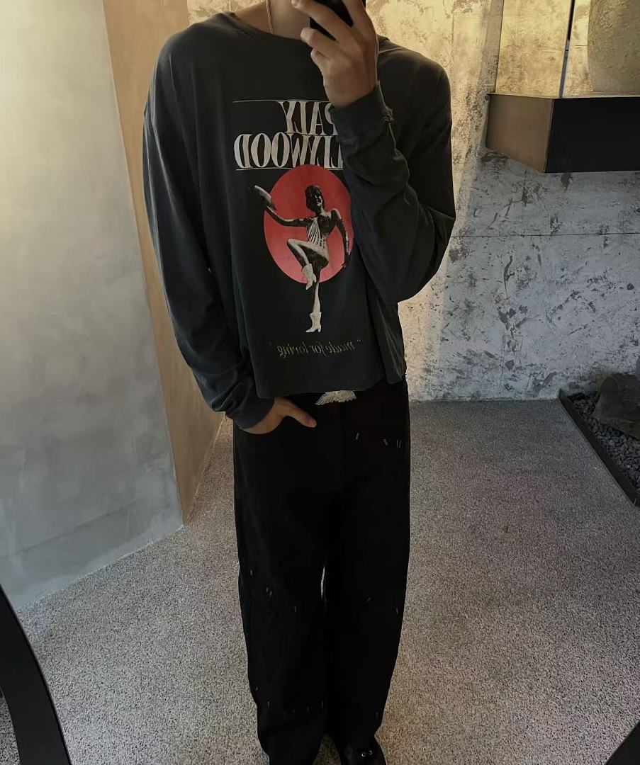 Paly Hollywood Made for Moving Graphic Cropped Long-Sleeve Tee