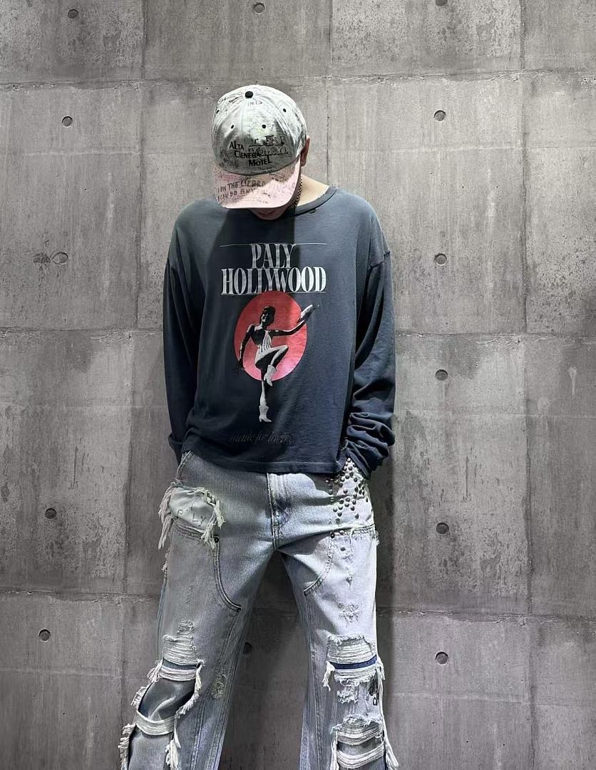 Paly Hollywood Made for Moving Graphic Cropped Long-Sleeve Tee